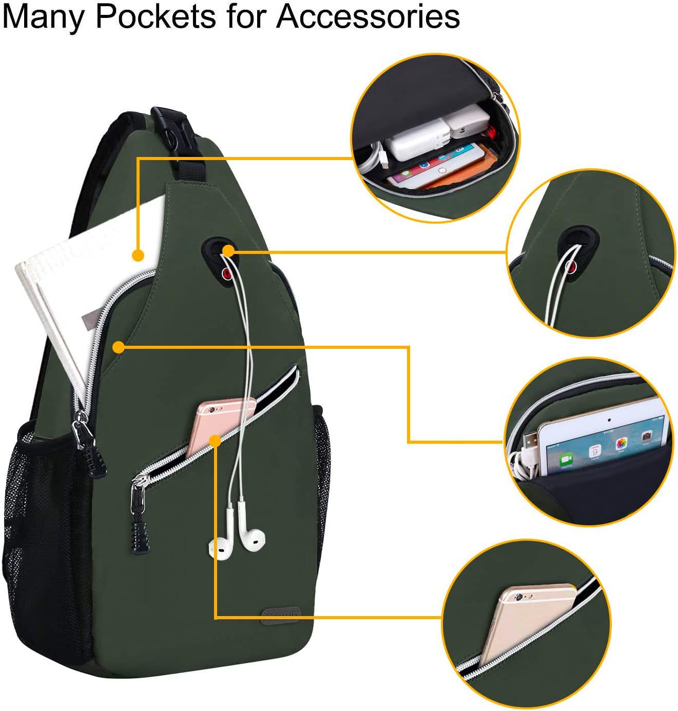 MOSISO Sling Backpack, Multipurpose Crossbody Shoulder Bag Travel Hiking Daypack - Image 2